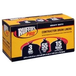 Ruffies Pro Heavy Duty Industrial Drum Liner, 55-Gallons, 15-Pk
