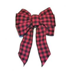 Holiday Trims 6212 Buffalo Plaid Deluxe Wired Christmas Bow – 14 inch