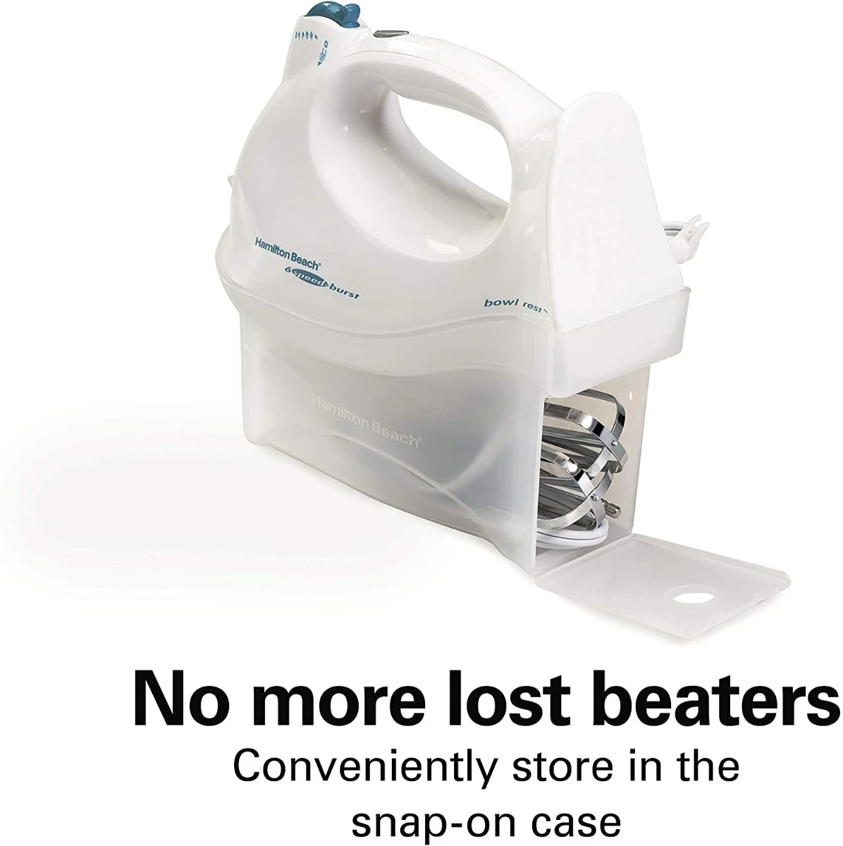 Hamilton Beach Power Deluxe 6-Speed Electric Hand Mixer with Snap-On Storage Case - Image 2