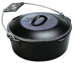 Lodge Dutch Oven w/Spiral Bail Handle & Iron Cover