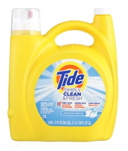 Tide Simply Clean & Fresh Laundry Detergent, Liquid, Breeze Scent, 89 Loads, 128-oz.