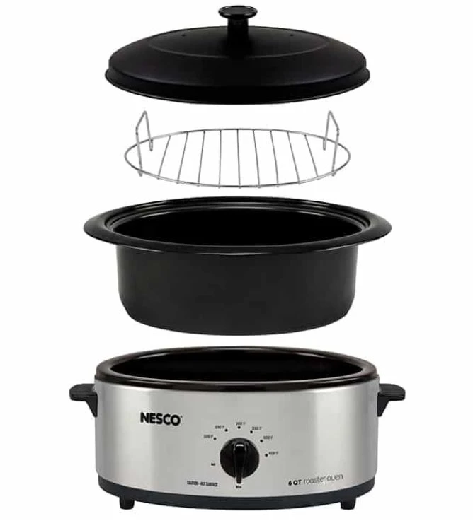 Nesco 6 Qt. Stainless Steel Roaster with Porcelain Cookwell - Image 2