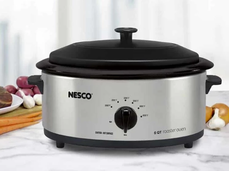 Nesco 6 Qt. Stainless Steel Roaster with Porcelain Cookwell - Image 4