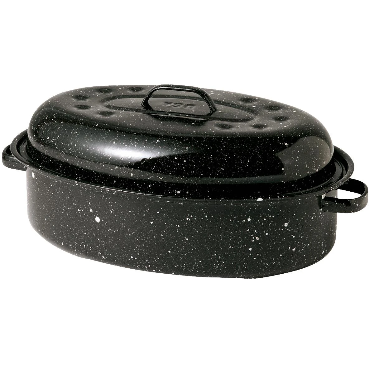 Cinsa Covered Oval Roaster, Black 15x10.25