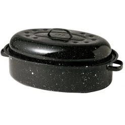 Cinsa Covered Oval Roaster, Black 15x10.25